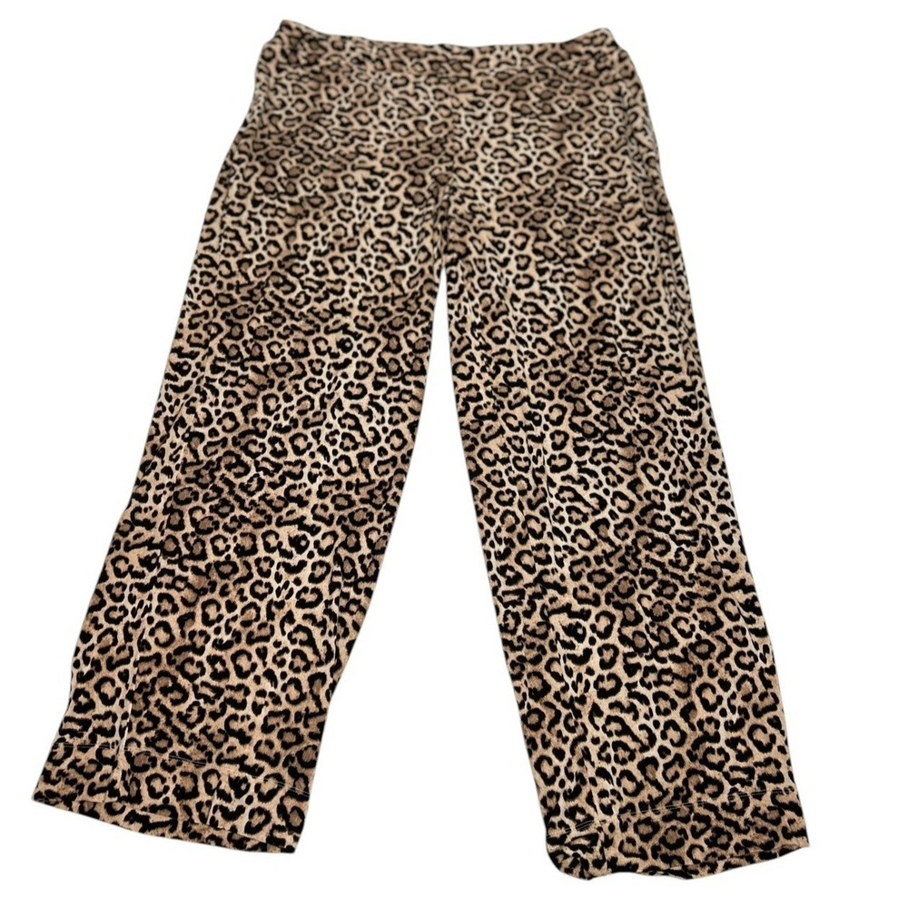Soma Wide Leg Cool Nights Pajama Lounge Pants Leopard Pockets Size Large
